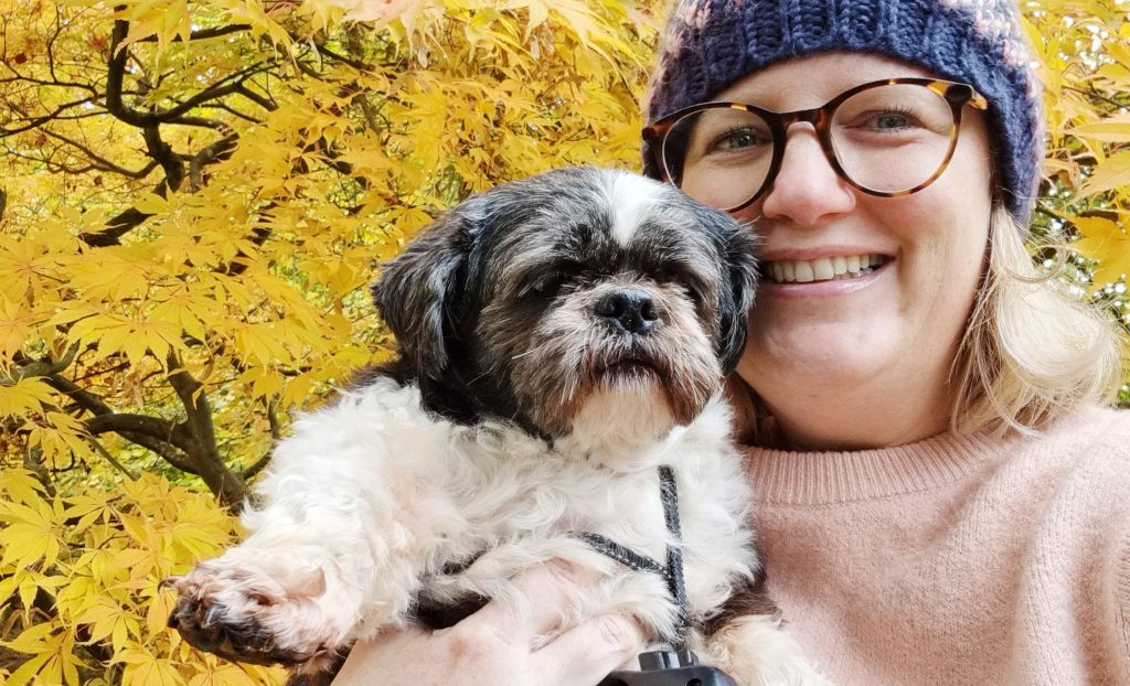 Pumpkin Holistics owner Sarah Gillespie with Bella the dog
