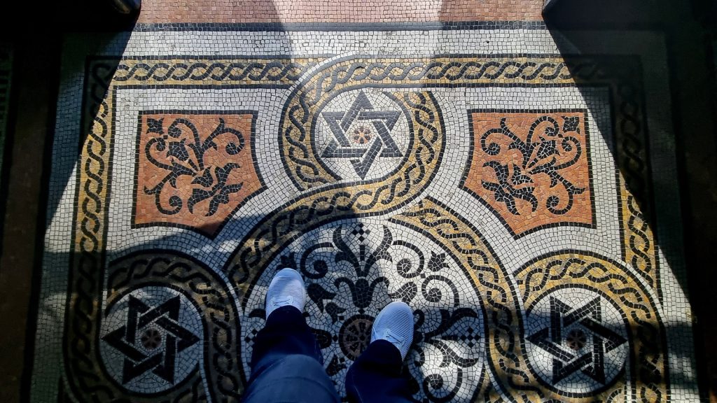 Decorative tiled floor at Kings College